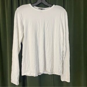 Eileen Fisher White Long-Sleeve Crewneck Tee